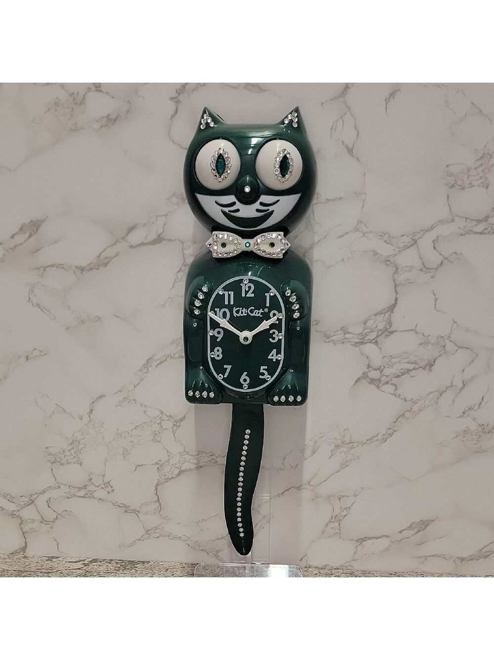 Vintage Ivy Green Jeweled Kit Cat Klock Clock SUPER RARE NOS - Picture 2 of 8